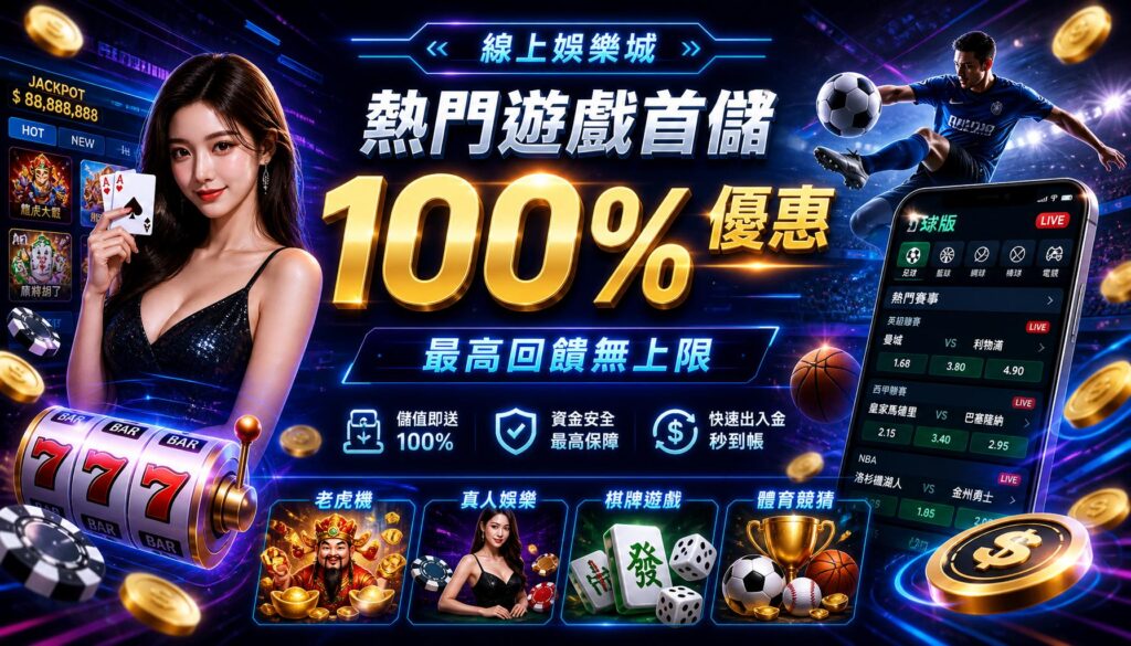 娛樂城熱門遊戲首儲 100% 優惠推薦攻略