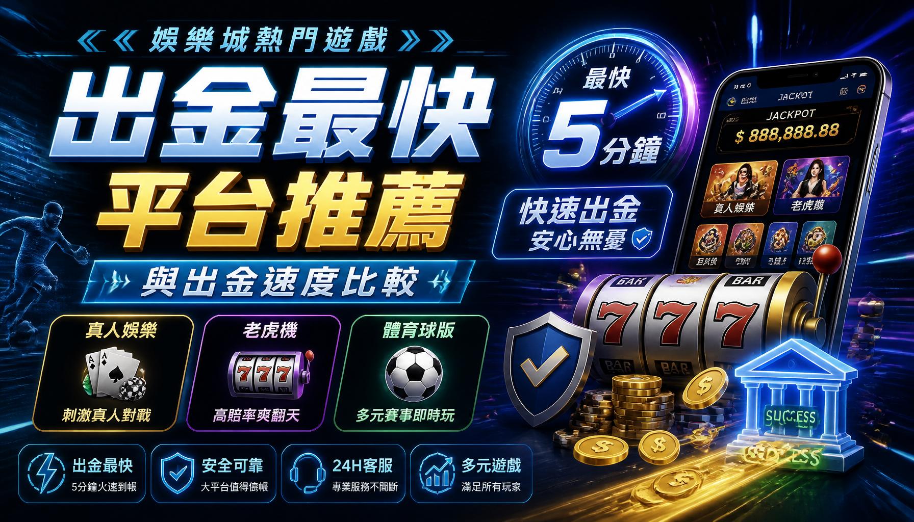 娛樂城熱門遊戲出金最快平台推薦與出金速度比較